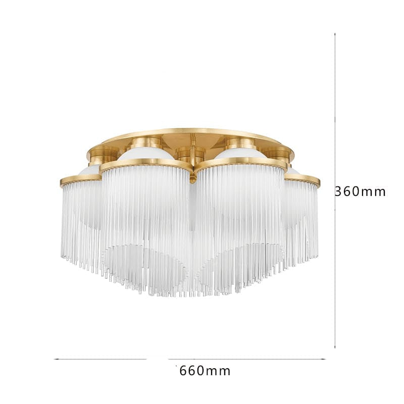 Art Deco Flush Mount - Unique Chandeliers for Living Room - Celestial Glass Copper Finish - Mounts