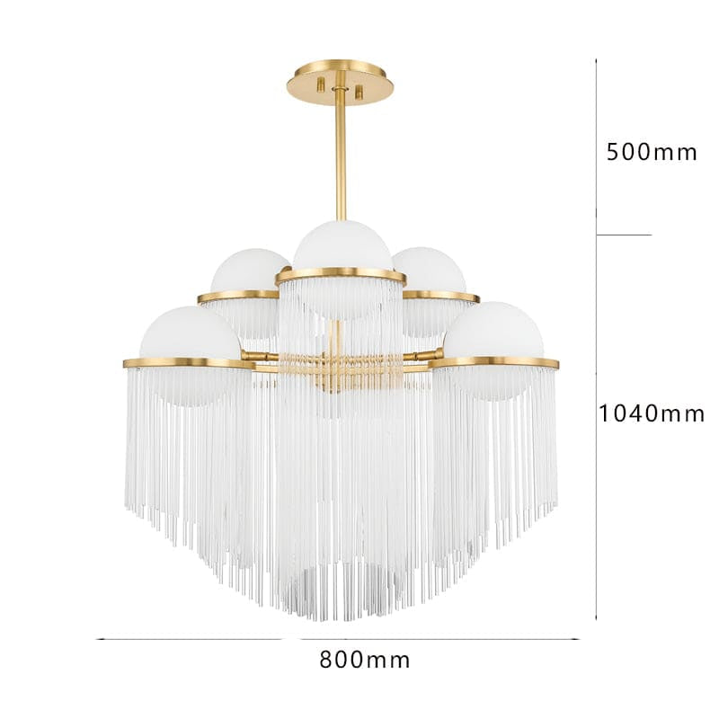 Art Deco Chandeliers - 6-light for Living Room - Celestial Glass Copper Finish