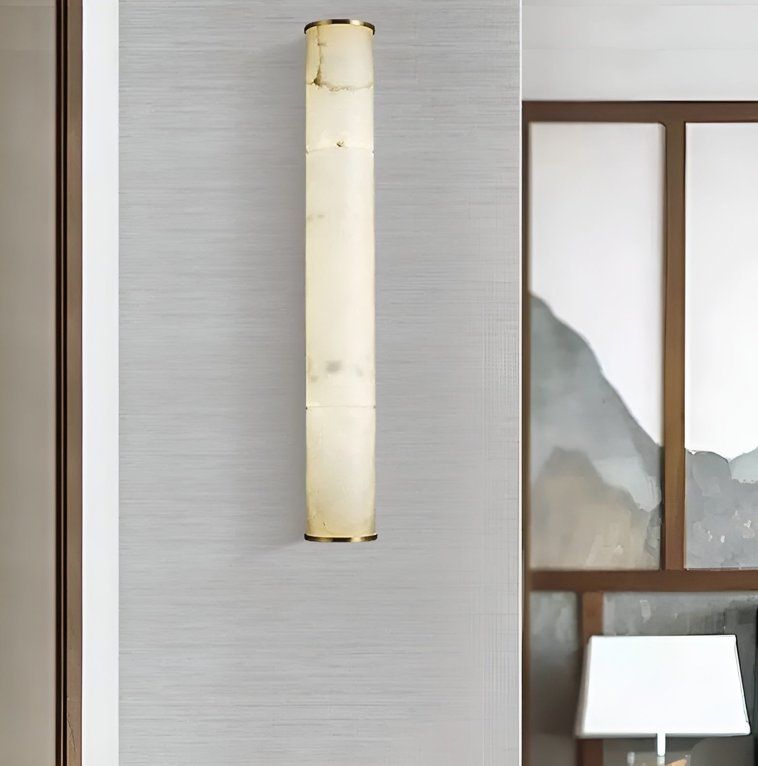 Cylindrical Natural Marble Led Wall Lights For Living Room Bedroom Bathroom - Modern Sconces