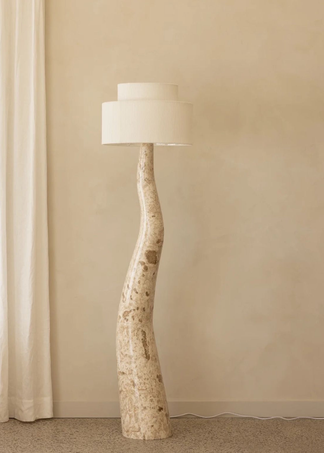 Spanish Designer Resin And Cloth Floor Lamp - Warm Ambient Light Unique Sculptural Design - Minimalist Floor Lamps