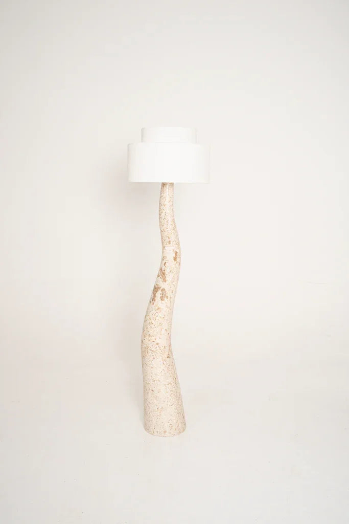 Spanish Designer Resin and Cloth Floor Lamp - Warm Ambient Light Unique Sculptural Design - Minimalist Floor Lamps