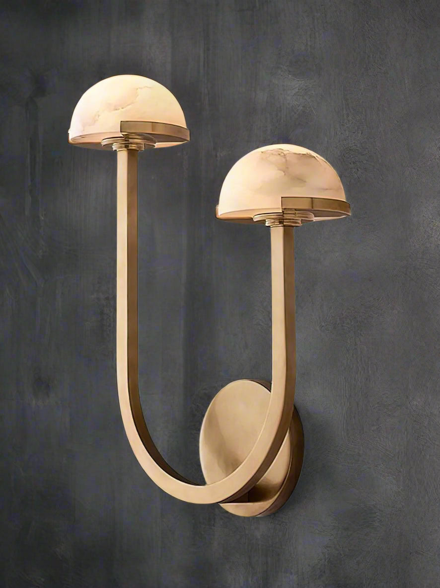 Luxury Double Gold Brass and Alabaster Wall Sconces – Decorative Lamp for Bedroom Living Room