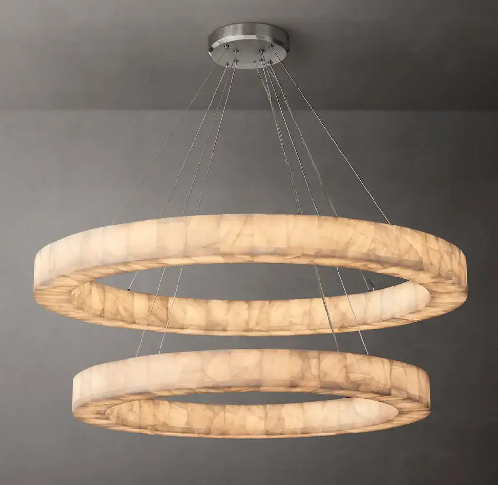 Rivage Double Round Alabaster Chandelier for Dining Room Living Room | Luxury Interiors | Casalola Lights - Chandeliers