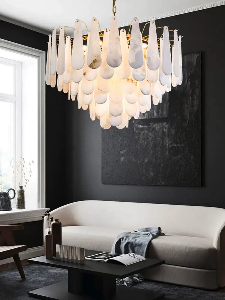 Teardrop Alabaster Chandelier for Living Room | Luxury Contemporary Interiors | Casalola Lights - Chandeliers