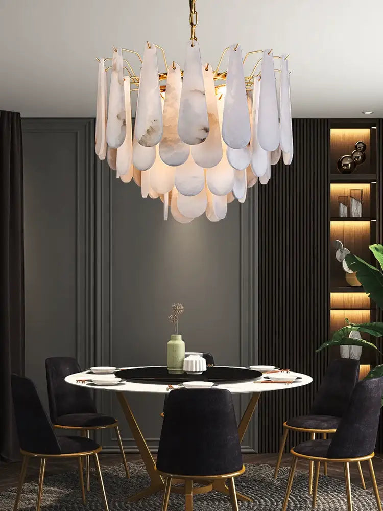 Teardrop Alabaster Chandelier for Living Room | Luxury Contemporary Interiors | Casalola Lights - Chandeliers