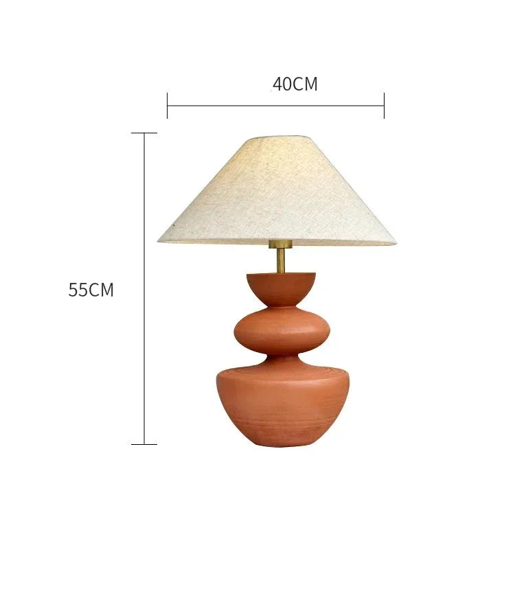 Earth Tones Ceramic Painted Table Lamp | Unique Lighting - Minimalist Lamps