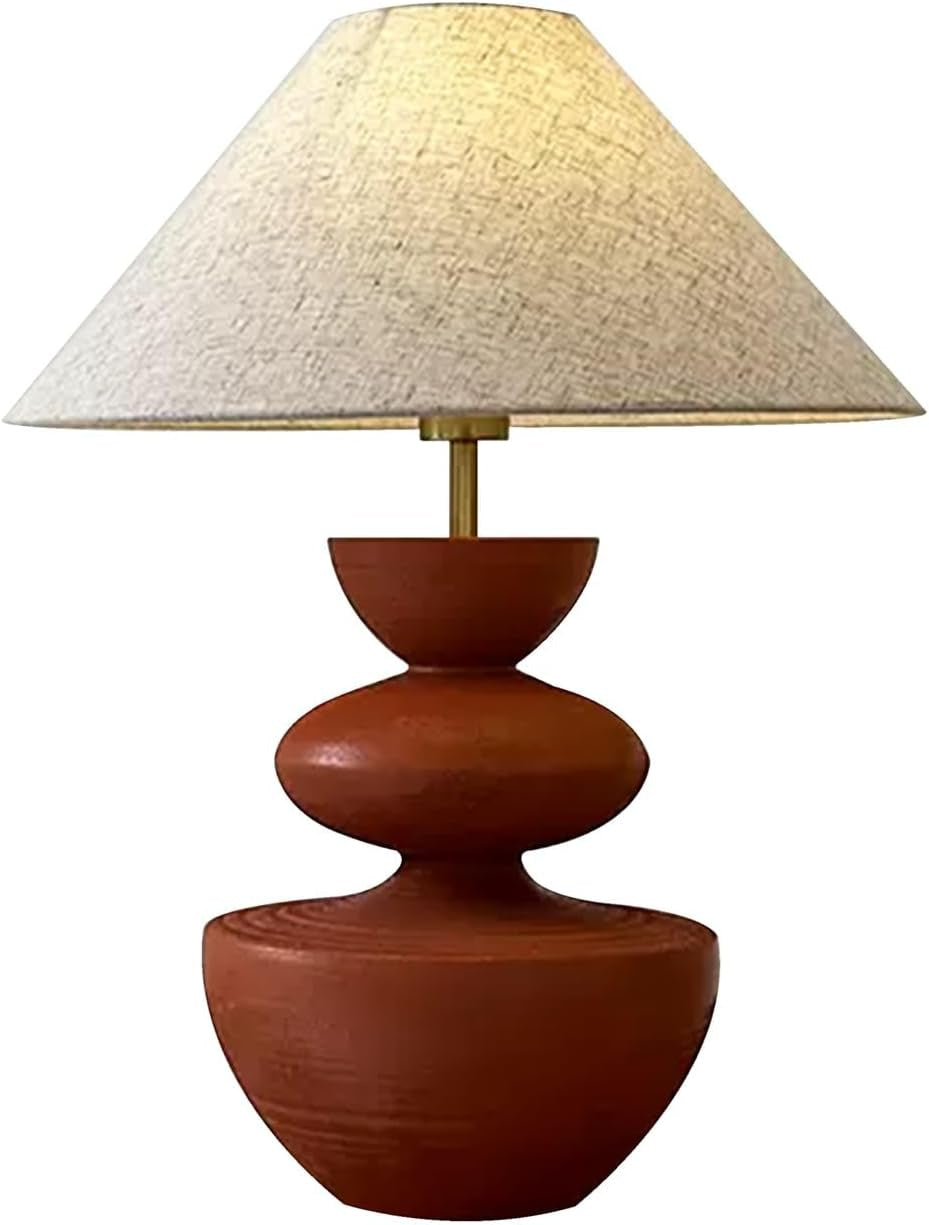 Earth Tones Ceramic Painted Table Lamp | Unique Lighting - Minimalist Lamps