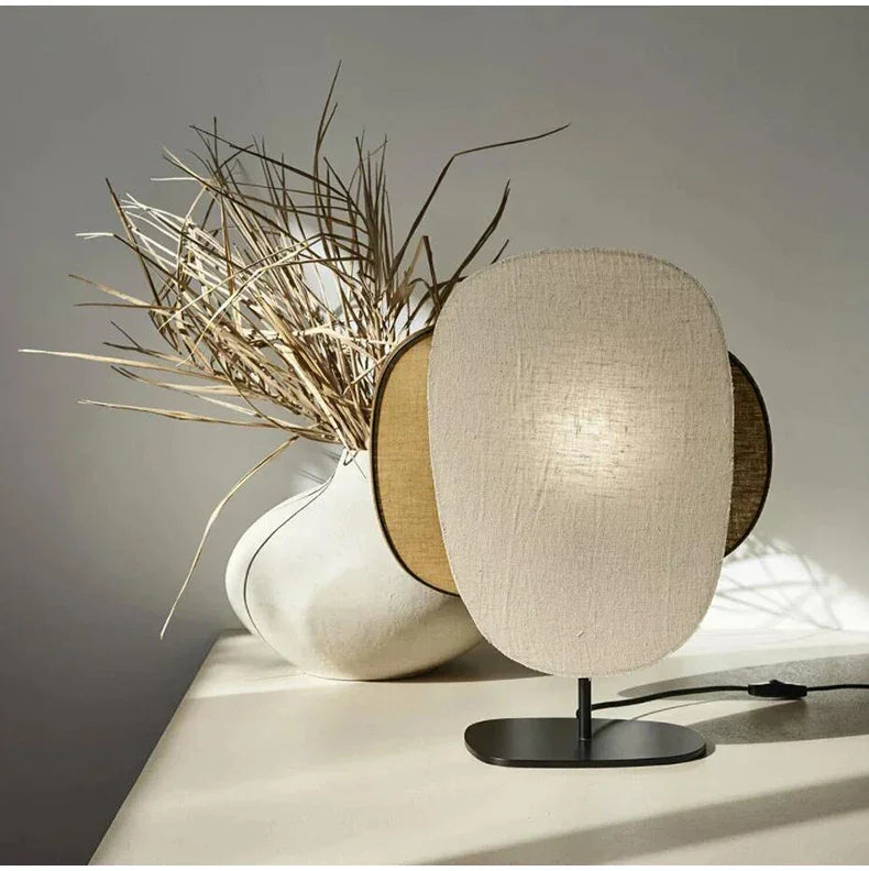 French Linen Table Lamp | Minimalist Earth Tones Design | Quiet Luxury Interior - Lamps