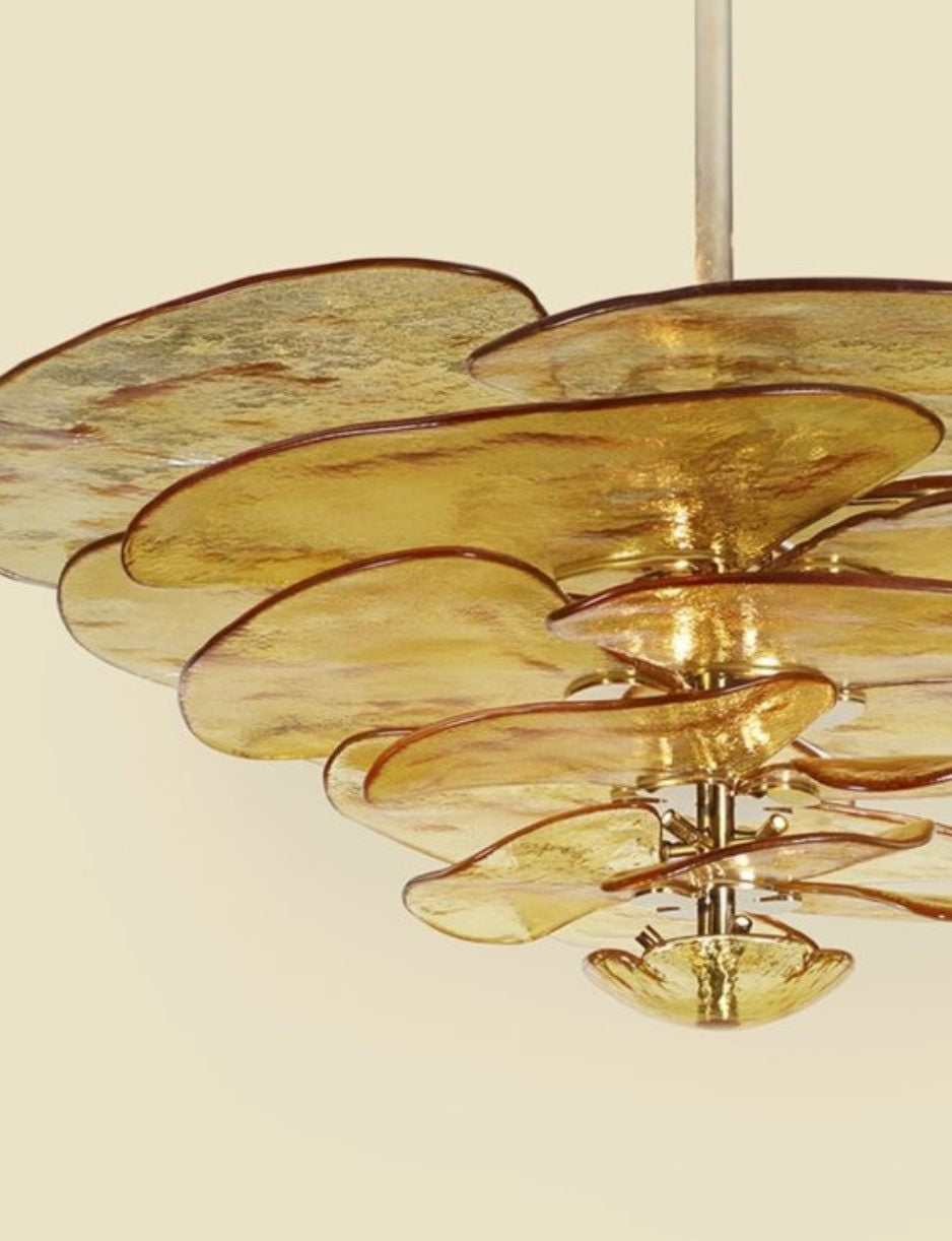 Fiore Art Deco Glass Chandelier for Living Room and Dining Area - Chandeliers