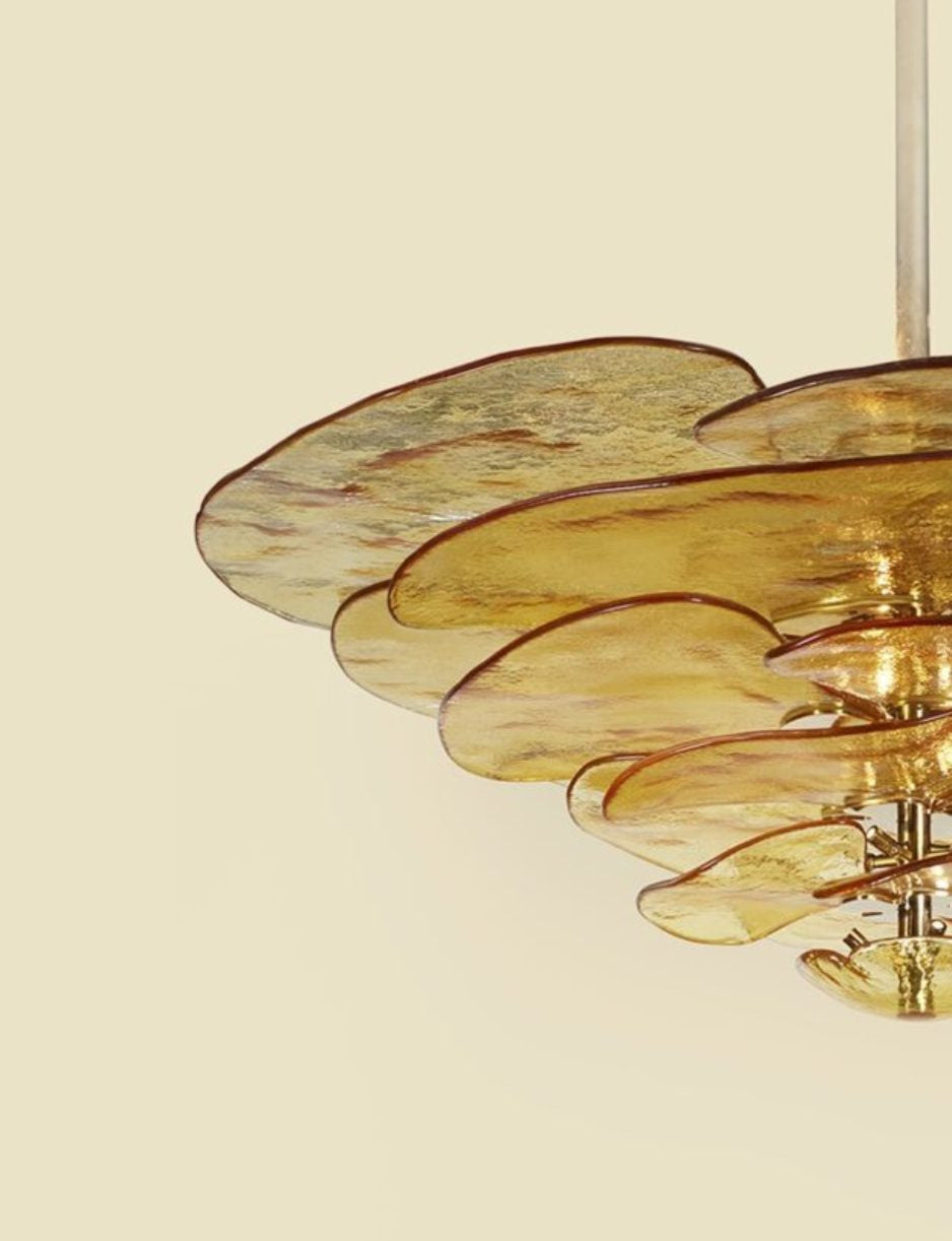 Fiore Art Deco Glass Chandelier for Living Room and Dining Area - Chandeliers