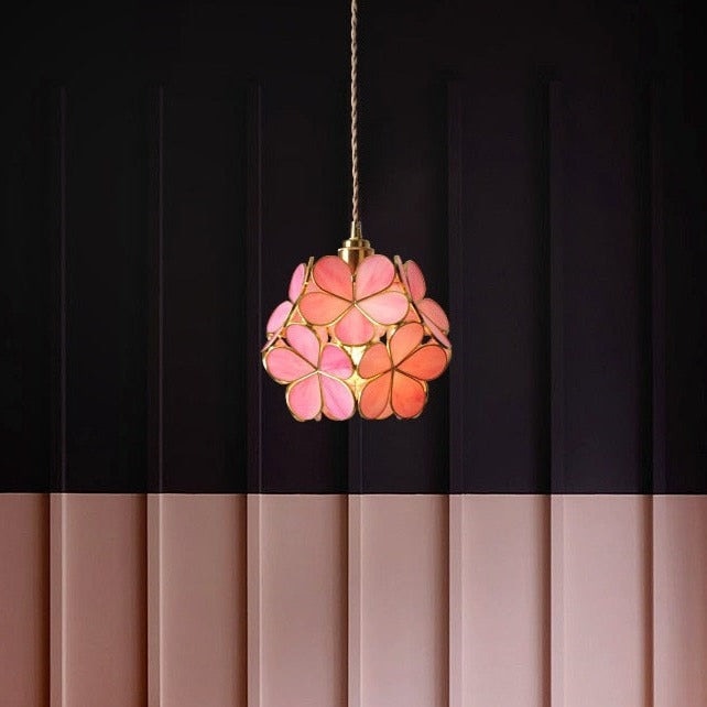 Colorful Glass Pendant Lamp | Round Flower Hanging Lights For Living Room Kitchen Dining - Lamps