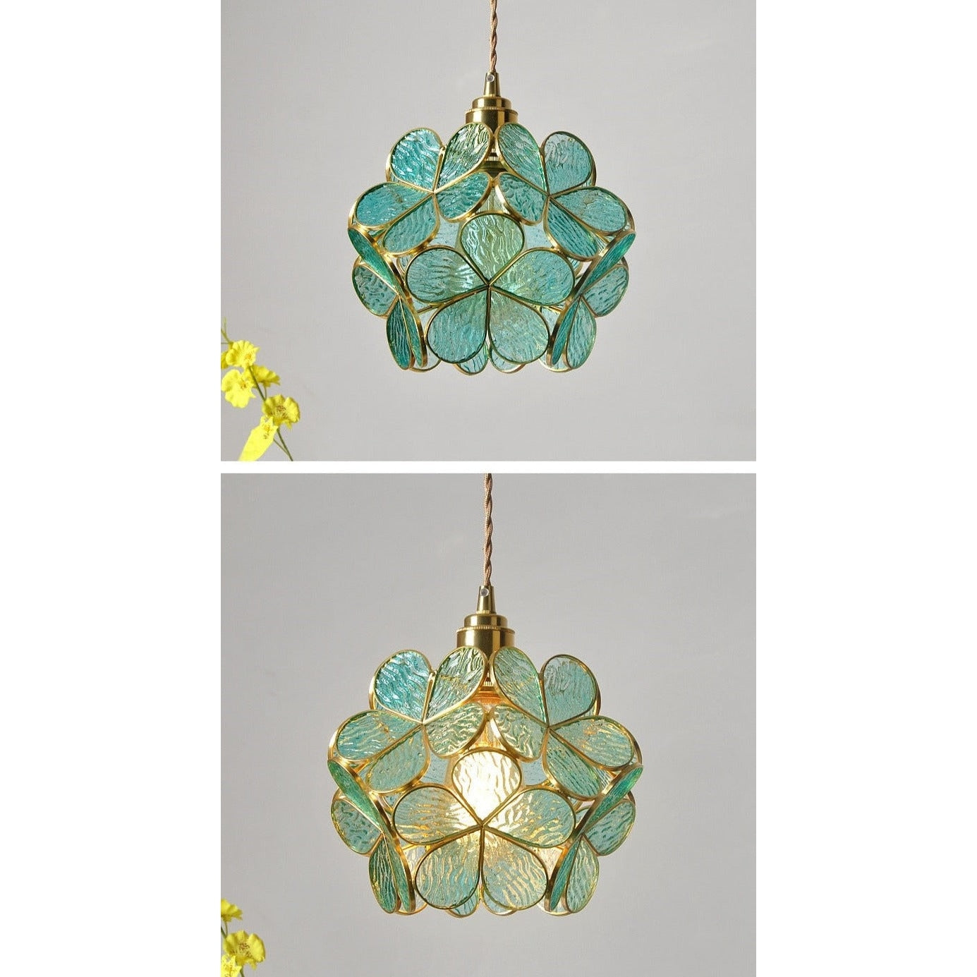 Colorful Glass Pendant Lamp | Round Flower Hanging Lights For Living Room Kitchen Dining - Lamps