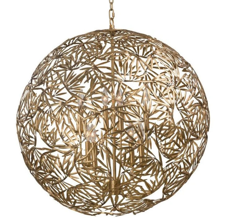 Jardin 6-light Pendant Gold Leaf Chandelier with Steel Design - Lamps