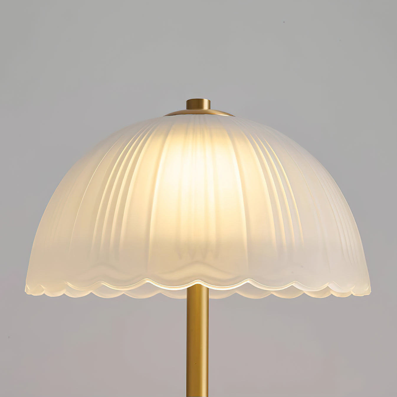 Gold and Frosted Glass Mushroom Table Lamp – Bedside or Living Room Light - Art Deco Lamps