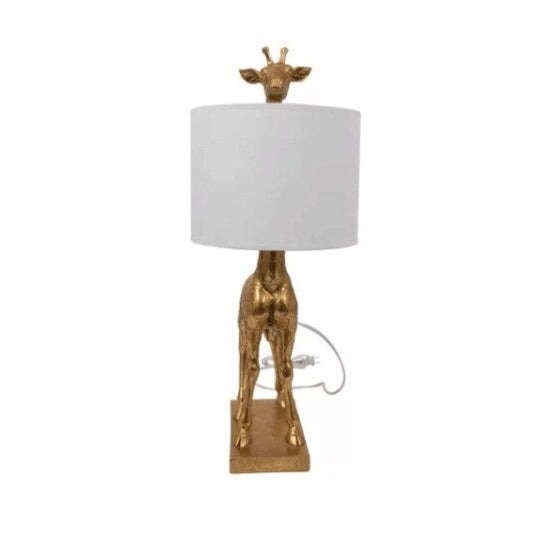 Gold Giraffe Table Lamp | Fabric Shade | Luxury Light | Casalola - Sculpture Lamps