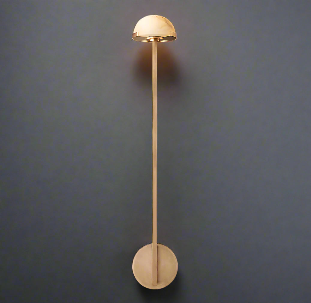 Brass and Alabaster Wall Sconce – Modern Lamp for Bedroom or Hallway - Sconces