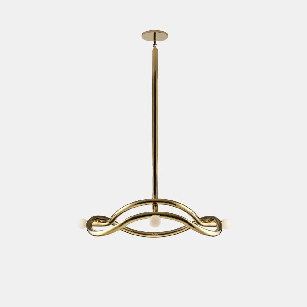 Sculptural Mid-century Chandelier – Gold & Opal Glass Lighting - Pendant Lamps