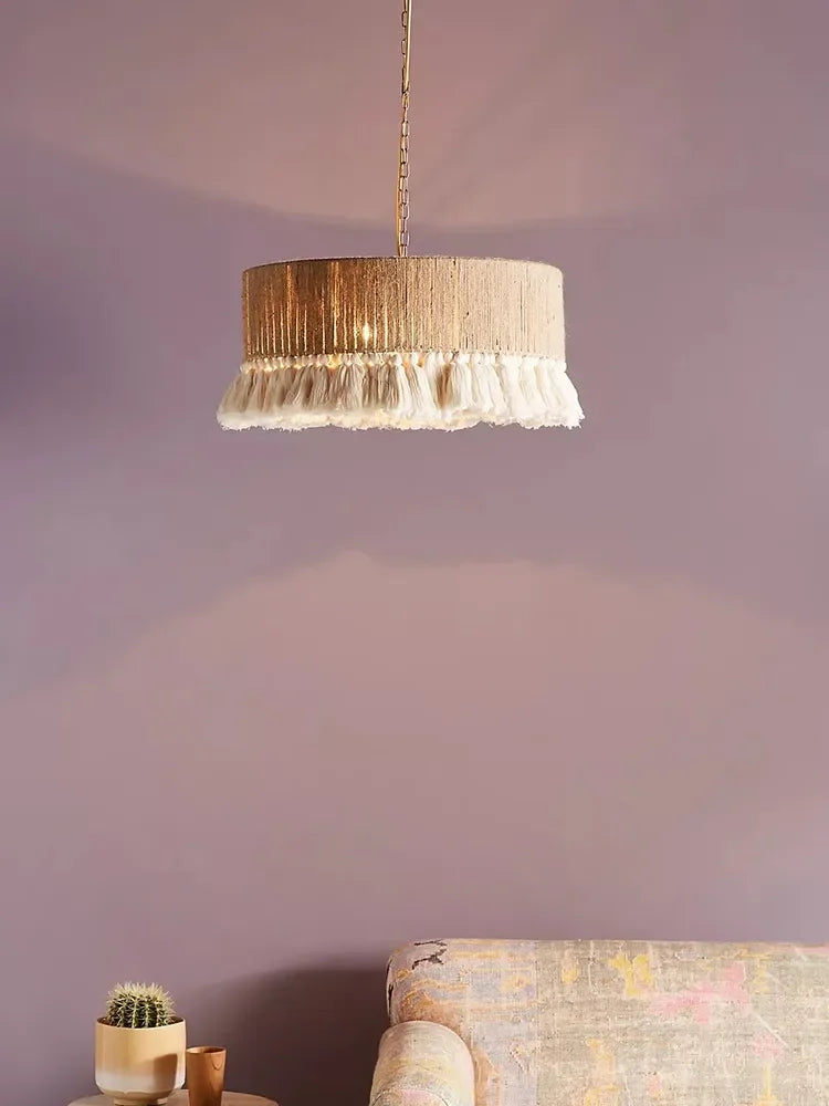 Hand-knitted Rattan Pendant Lights For Bedroom Living Room - Semi-flush Mounts