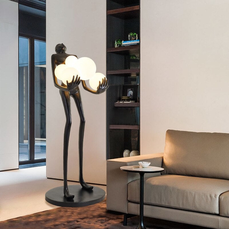 Modern Man Sculpture Lamp | Handcrafted Organic Resin | Elegant Lighting For Living Room And Lobbies - Unique Floor