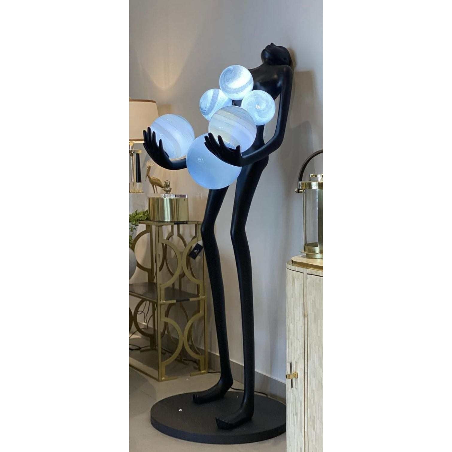 Modern Man Sculpture Lamp | Handcrafted Organic Resin | Elegant Lighting For Living Room And Lobbies - Unique Floor