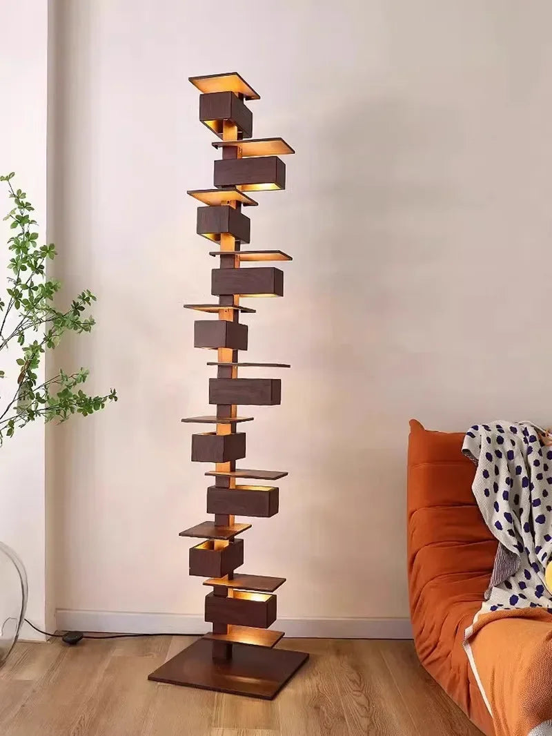 Luxury Designer Handcrafted Wood & Iron Floor Lamp For Living Room - Unique Lamps