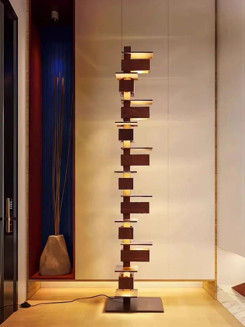 Luxury Designer Handcrafted Wood & Iron Floor Lamp For Living Room - Unique Lamps