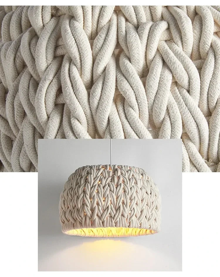 Handmade Knitted Rope Pendant Light For Dining Room Living Bedroom