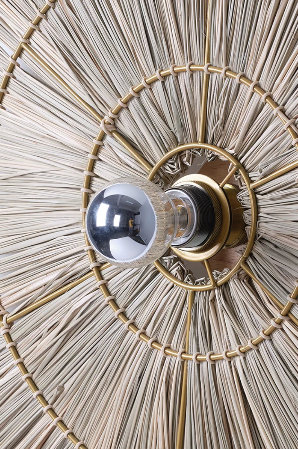 Handmade Straw Wall Lamp - 40 Cm 60 80 Rattan Round Design - Minimalist Lamps