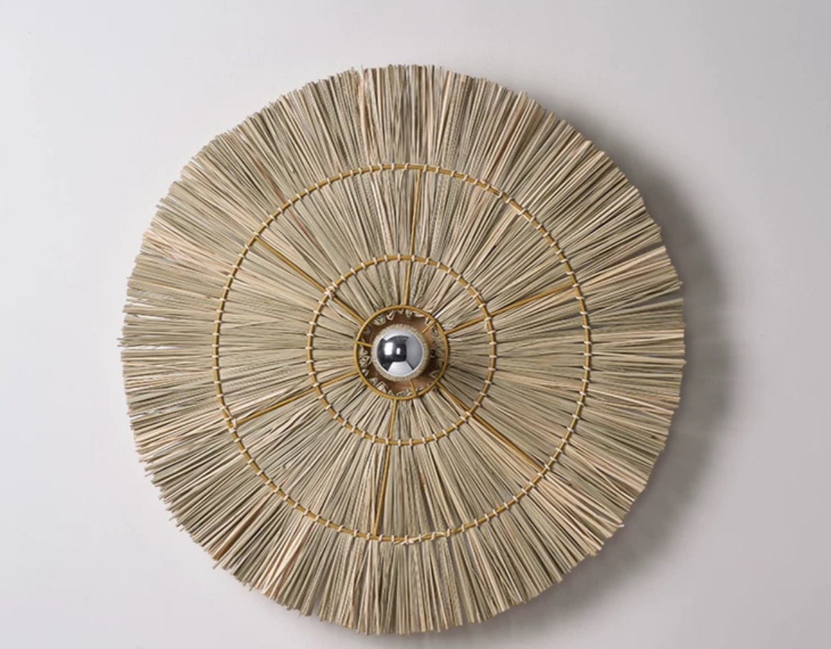 Handmade Straw Wall Lamp - 40 Cm 60 80 Rattan Round Design - Minimalist Lamps