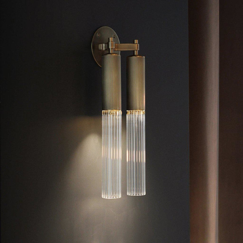 Flume Modern Brass and Glass Wall Sconce – Cylindrical LED Light ...