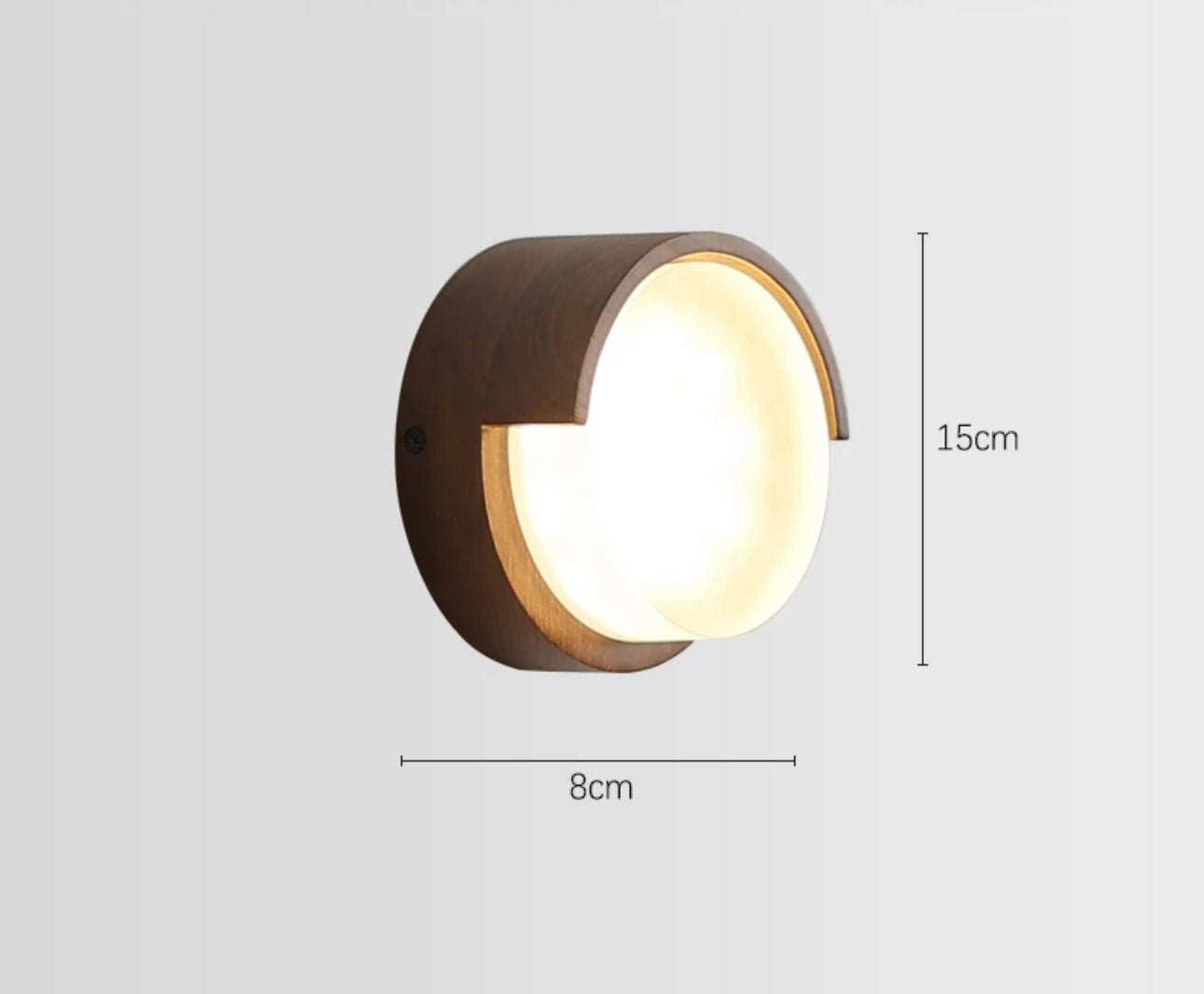 Japandi Walnut Wood 15x8cm Warm Led Lighting Elegant Design - Wall Sconces