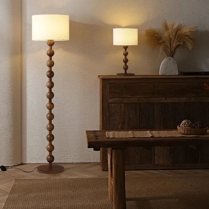 Wood Linen Table & Floor Lamp For Modern Minimalism Quiet Luxury Interior - Minimalist Floor Lamps
