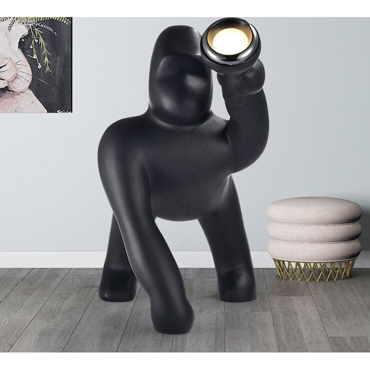 Kong Gorilla Floor Lamps Sculpture Resin Black Eclectic Decor - Unique Lamps