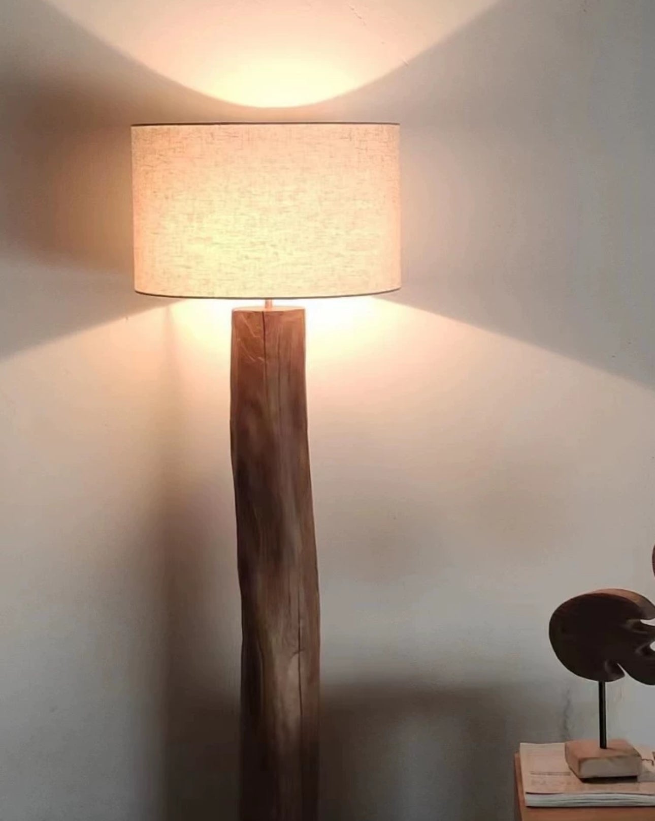 Floor Lamp - Natural Wood Base With Cloth Lampshade 1.3m/1.5m Csa Ul Listed Ce - Minimalist Floor Lamps