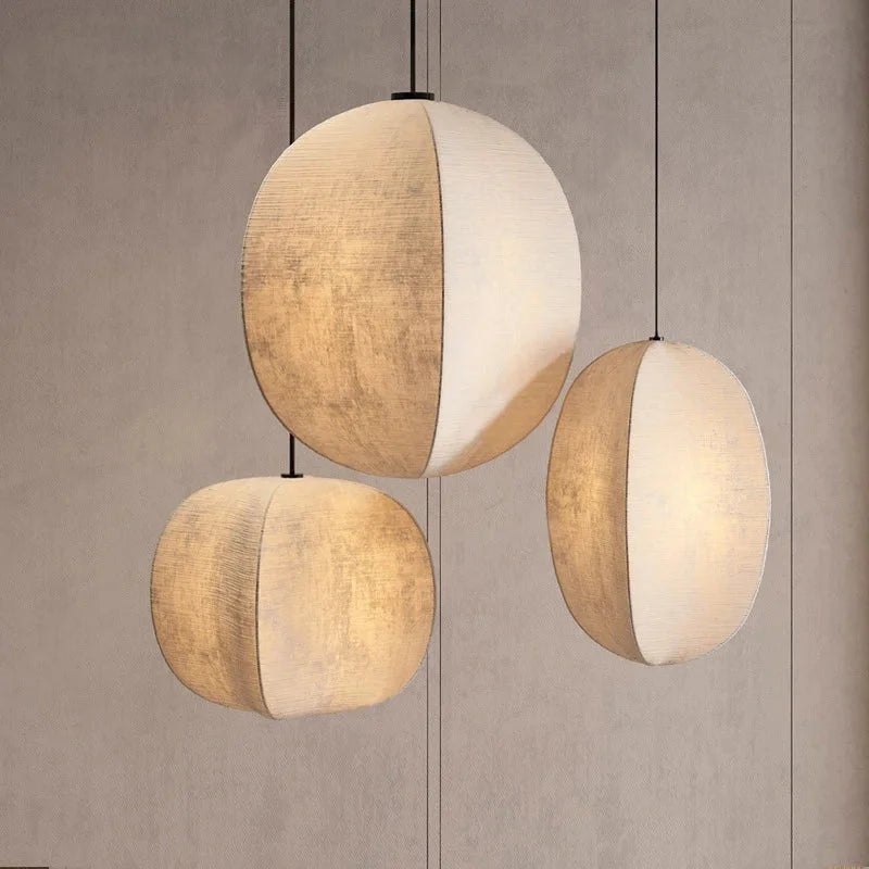 Linen Globe Pendant Lights For Living Room Bedroom Japandi Lamps - Lamps