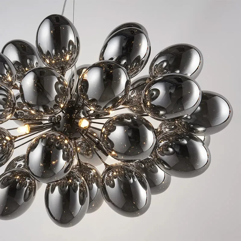 Black Grape Glass Chandelier | Luxury Interior Designer Ceiling Light Fixtures For Dining Room Kitchen - Chandeliers