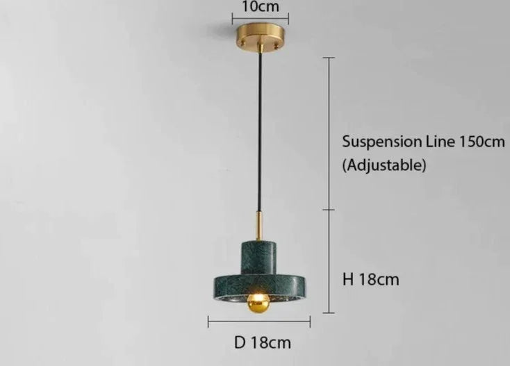 Marble Copper Cord Pendant Lights For Bedside Kitchen Dining Room - Lamps