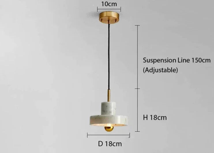Marble Copper Cord Pendant Lights For Bedside Kitchen Dining Room - Lamps