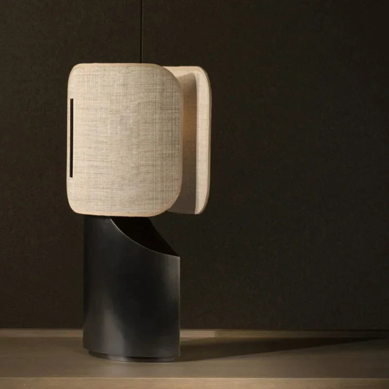 Maraki Linen Table Lamp Japandi Bedside Lighting Natural Material - Minimalist Lamps