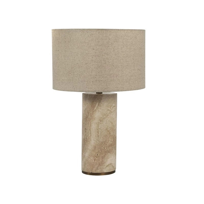 Marble and Fabric Table Lamp – Natural Stone Accent for Modern Living Room or Bedroom - Minimalist Lamps