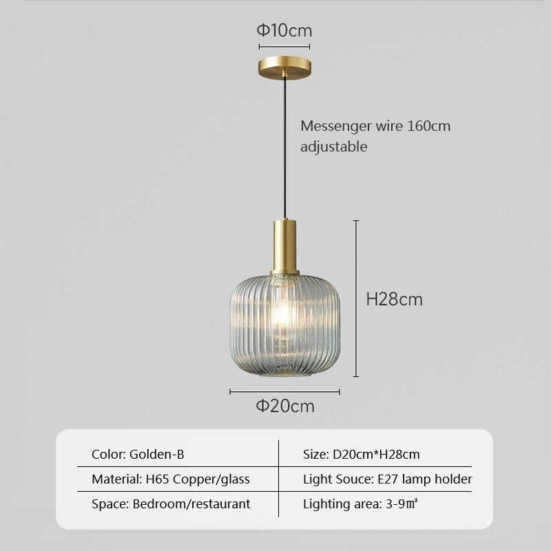 Transparent Glass Pendant Lights | 1-light For Kitchen Bedroom Bathroom - Lamps