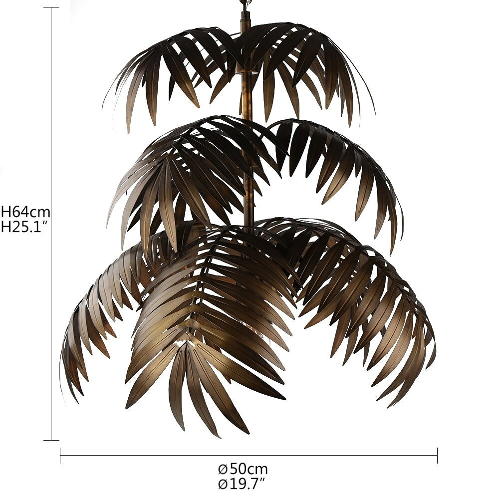 Metal Leaves Ceiling Light Fixture | Tropical Lamp Rustic Tree | Semi Flush Mount | Casalola - Pendant Lamps