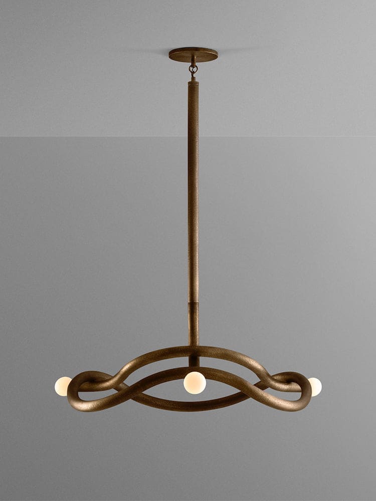 Sculptural Mid-century Chandelier – Gold & Opal Glass Lighting - Pendant Lamps