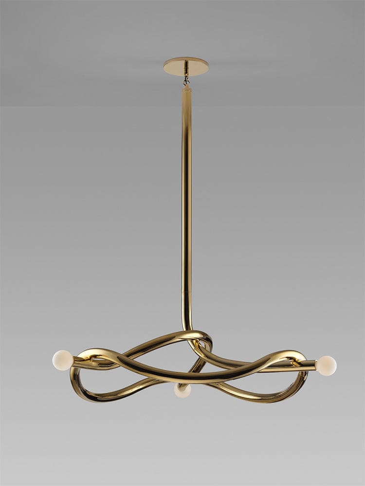 Sculptural Mid-century Chandelier – Gold & Opal Glass Lighting - Pendant Lamps