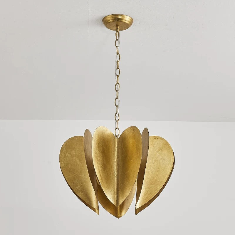 Mid-century Modern Gold Pendant Light – Sculptural Iron Chandelier with 6 Lights for Dining Room or Entryway - Lamps