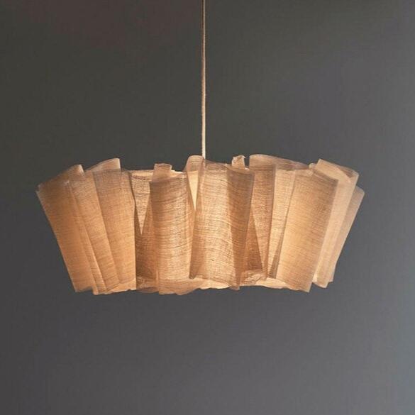 Japanese Style Pendant Light | Hand-knitted Fabric Lampshade | Warm Minimalist Japandi Biophilic - Lamps