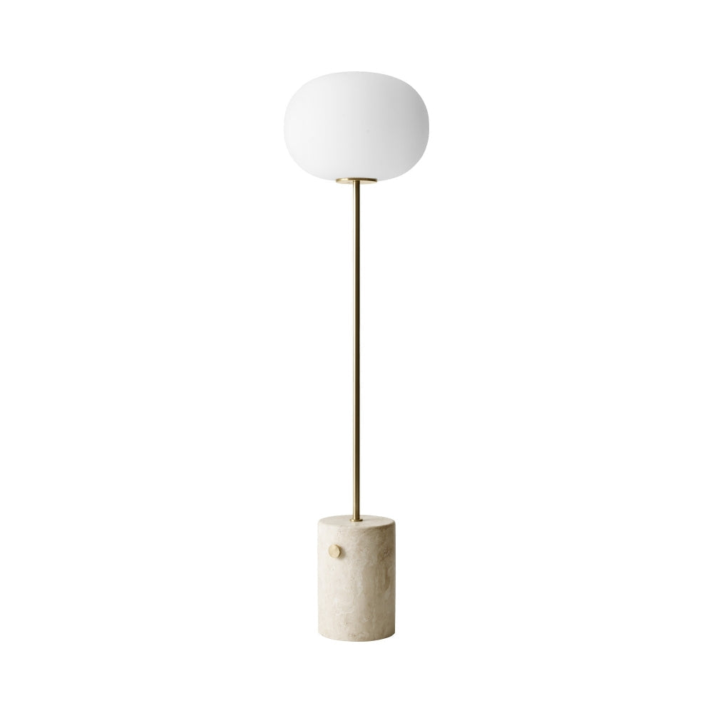 Minimalist Marble Floor Lamp - Modern Blackened Copper And Travertine Design - Floor Lamps