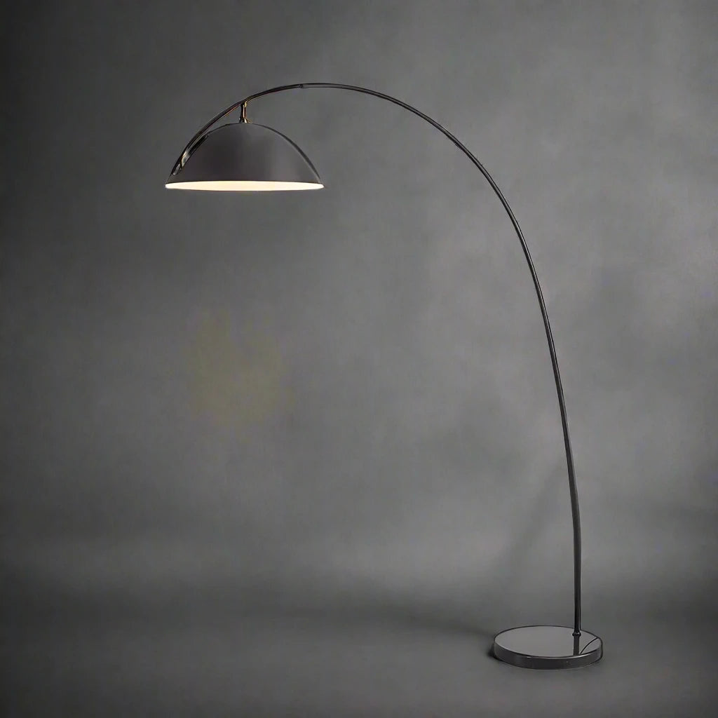 Minimalist Metal Black Arc Floor Lamp Sleek Design | Polished Chrome Finish - Lamps