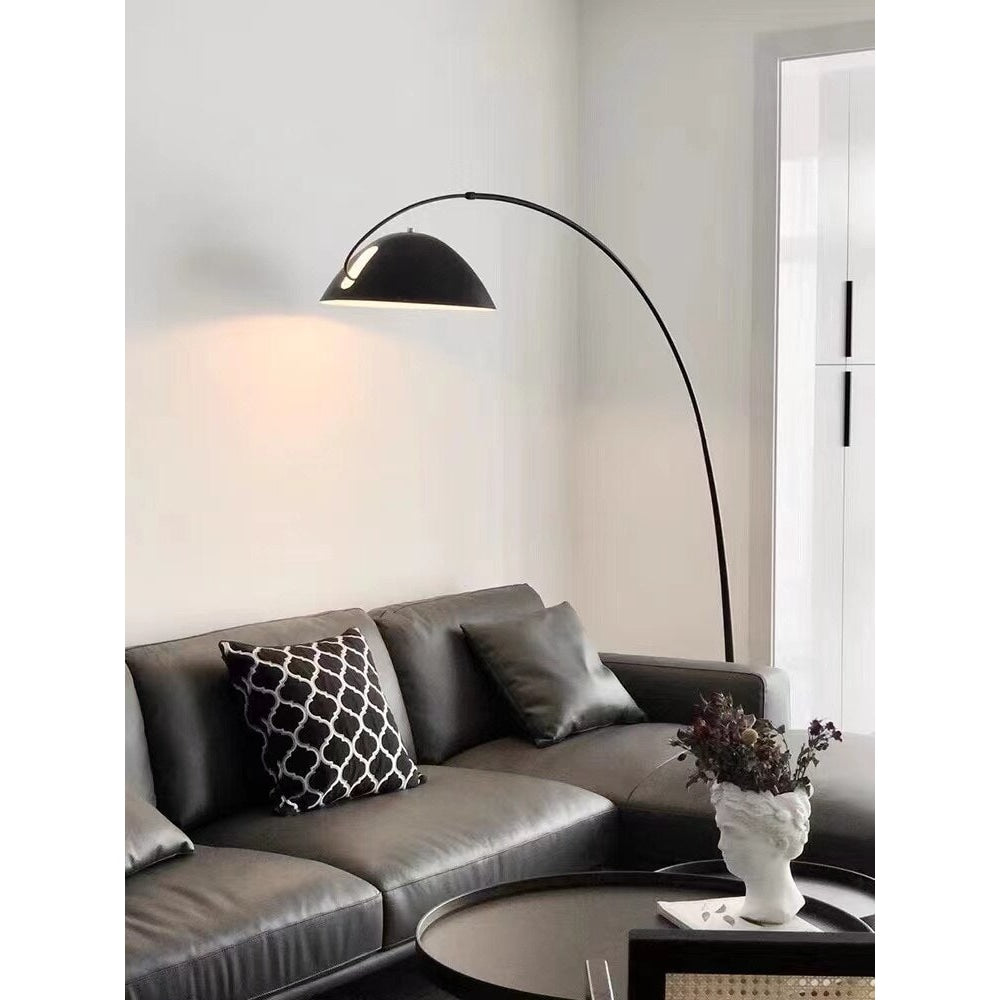 Minimalist Metal Black Arc Floor Lamp Sleek Design | Polished Chrome Finish - Lamps
