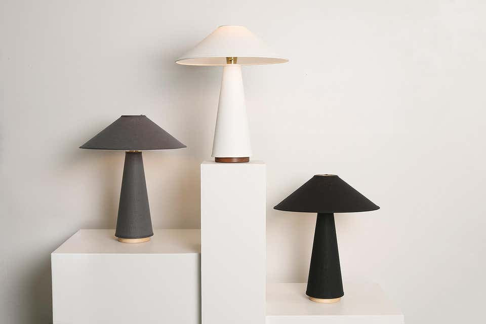 Minimalist Table Lamp Linden White Linen Bedside Lamps - Lamps